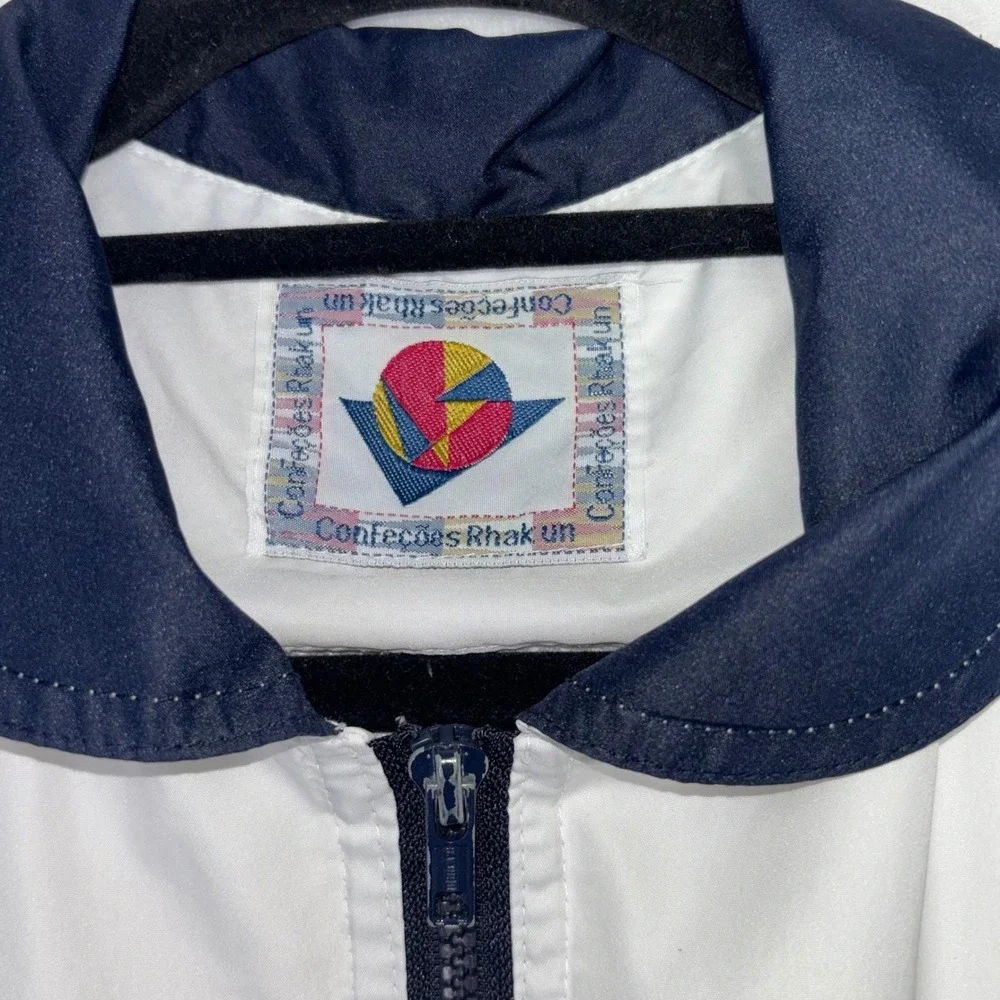 Vintage SR Sport Zip Vest Medium Utility Windbreaker Sleeveless  White 42